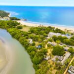 Aerial view of Amaranthé Bay lagoon-side resort in Uppuveli, Trincomalee